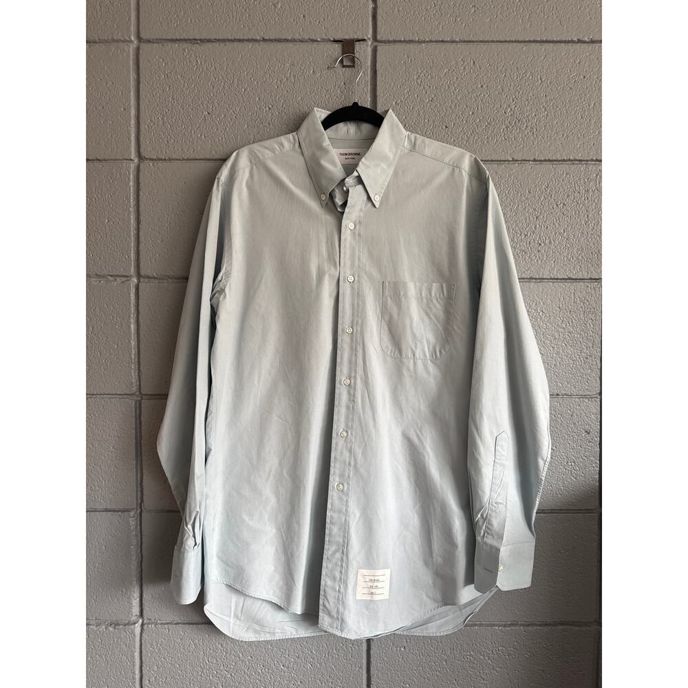 Thom Browne Chest Pocket Popplin Oxford Shirt size 5 in Pale Green